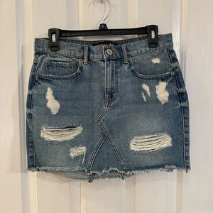 2000s Vintage Distressed Denim Mini Skirt